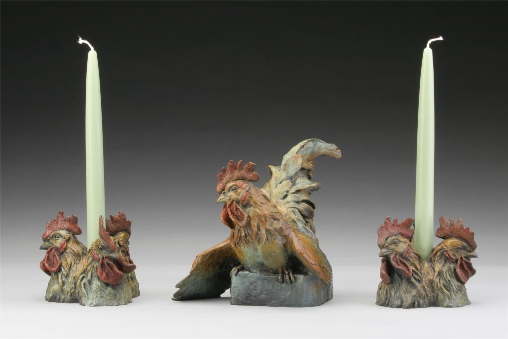 Bantam Rooster and Candles - Diane Mason - Bantam Rooster and Candles
